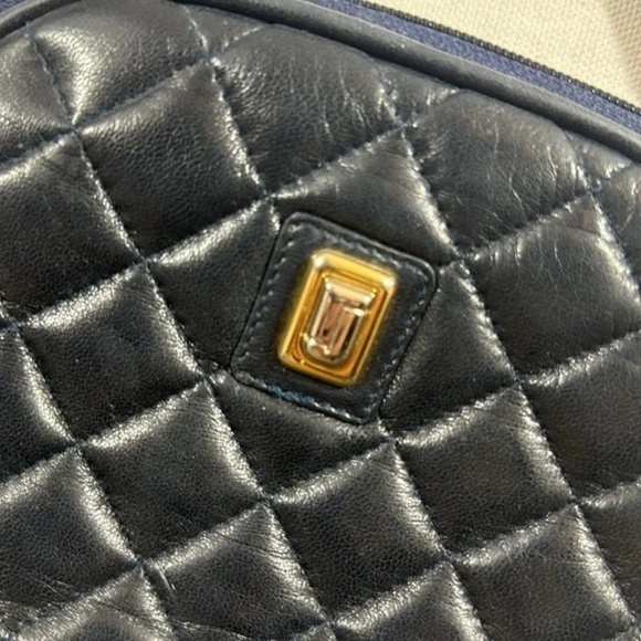 Judith Leiber Small Classic Navy Quilted Leather Crossbody Bag - Picture 2 of 11